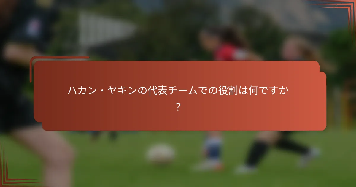 ハカン・ヤキンの代表チームでの役割は何ですか？